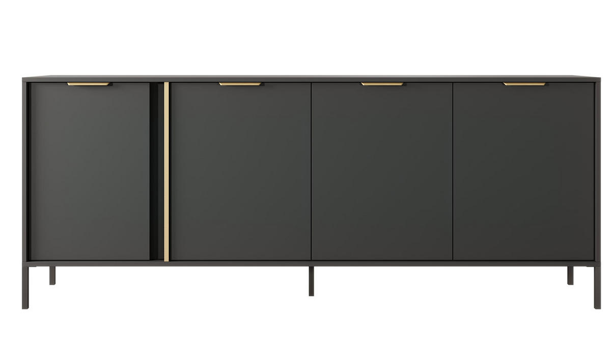 SIDEBOARD Lars anthrazit / gold 202,9 / 39,5 / 81,4 cm - Anthrazit/Grau, Holz/Holzwerkstoff (202.9/81.4/39.5cm) - Feldmann-Wohnen