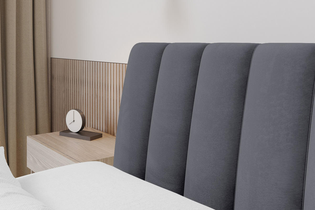 POLSTERBETT mit Bettkasten und Lattenrost, Boxbett ohne Matratze - ILAN 180x200 Dunkelgrau - Dunkelgrau, Holzwerkstoff/Textil (180/200cm) - ALTDECOR