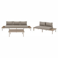 LOUNGE-SET mit Tisch 5-Sitzer Akazienholz Beige Fivizzano - Hellbraun/Beige, Holz - Beliani