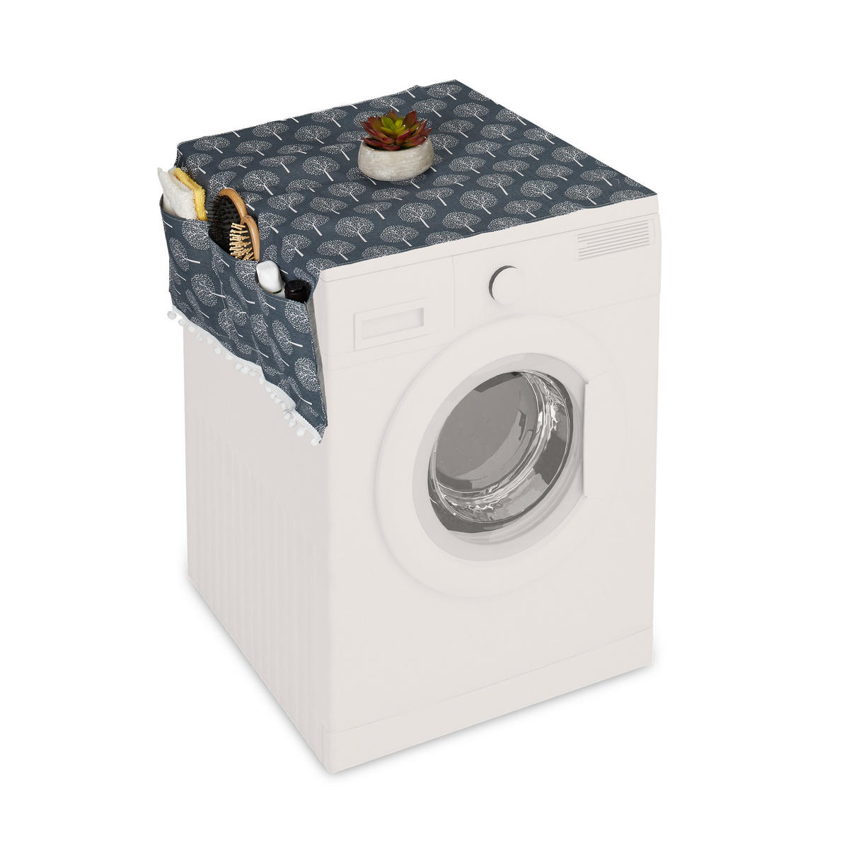WASCHMASCHINENAUFLAGE - Anthrazit, Kunststoff/Textil (130/0.5/55cm) - Relaxdays