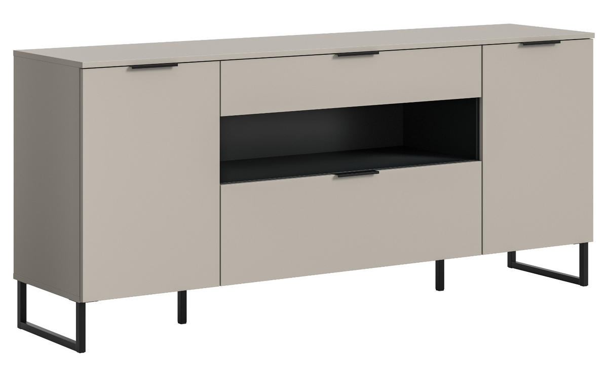 TV-LOWBOARD Kaschmir, schwarz 185 x 80 cm, TV Unterteil mit Soft-Close - Kaschmir/Schwarz, Holzwerkstoff/Kunststoff (185/80/41cm) - Inn.Furn
