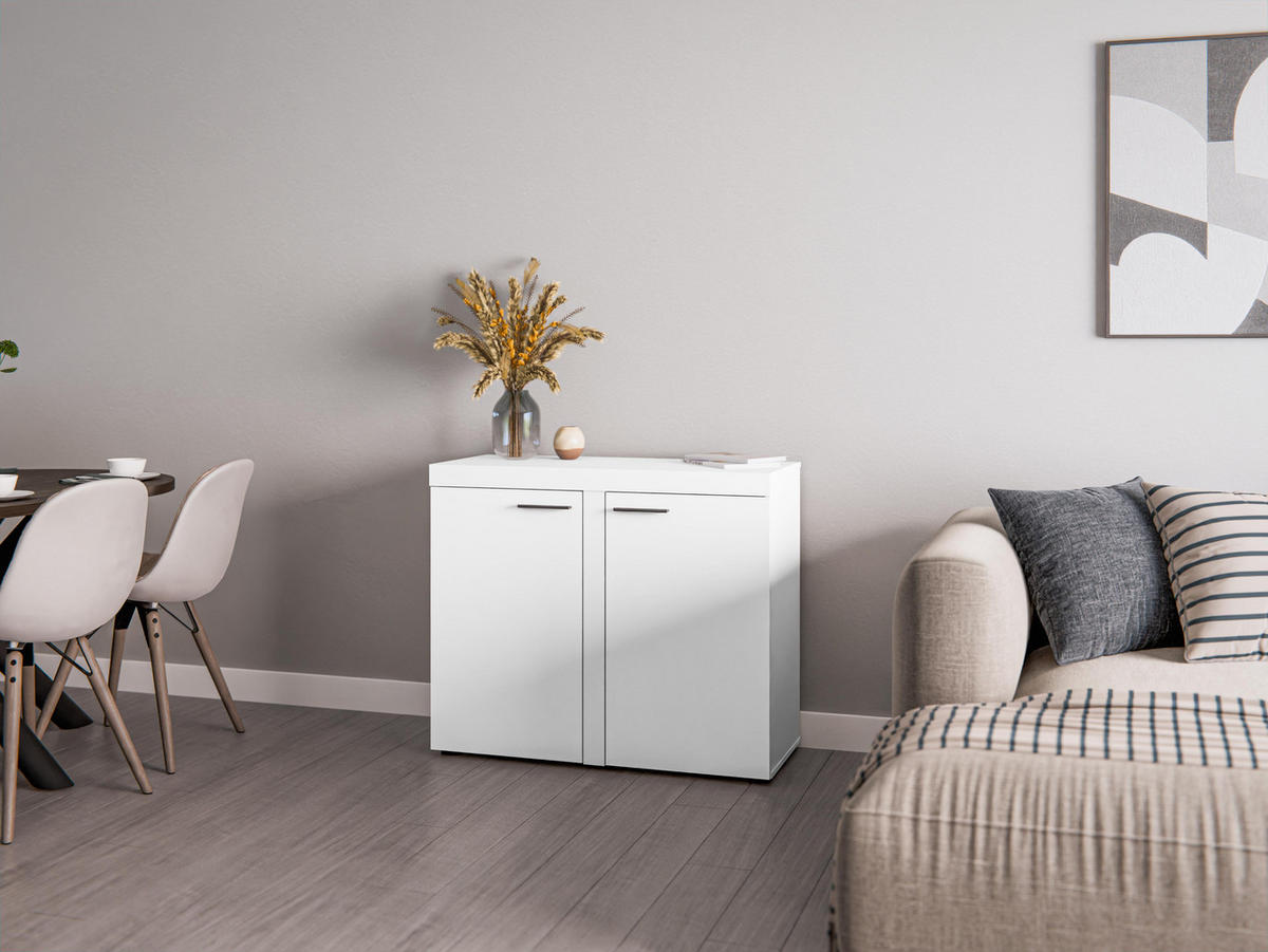 SIDEBOARD Spacoro 2D Weiß 97,2/82/40,3 cm – Schmale Kommode Eleganz für Ihr Zuhause - Weiß, Holzwerkstoff/Kunststoff (97/82/40cm) - AX Living