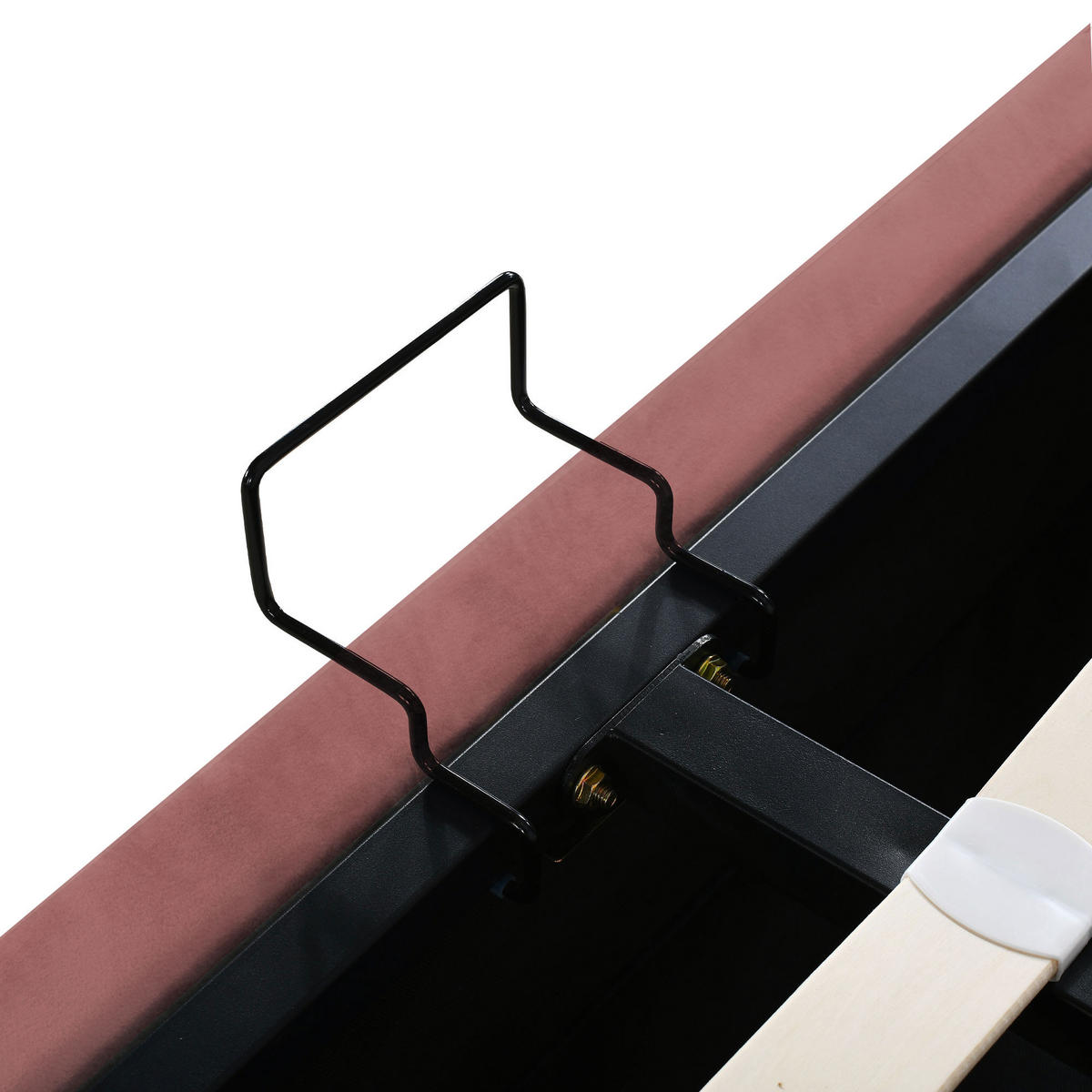 STAURRAUMBETT 140/200 cm DE-01847, in Rosa, mit geblümtem Kopfteil und hydraulischem Stauraum - Pink, Metall (140/200cm) - ComfortXL