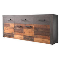 SIDEBOARD Used Wood Altholz Design mit Grau 178 cm, Kommode 4-türig - Silberfarben/Schwarz, Holzwerkstoff/Kunststoff (40/77/178cm) - Top.Furn