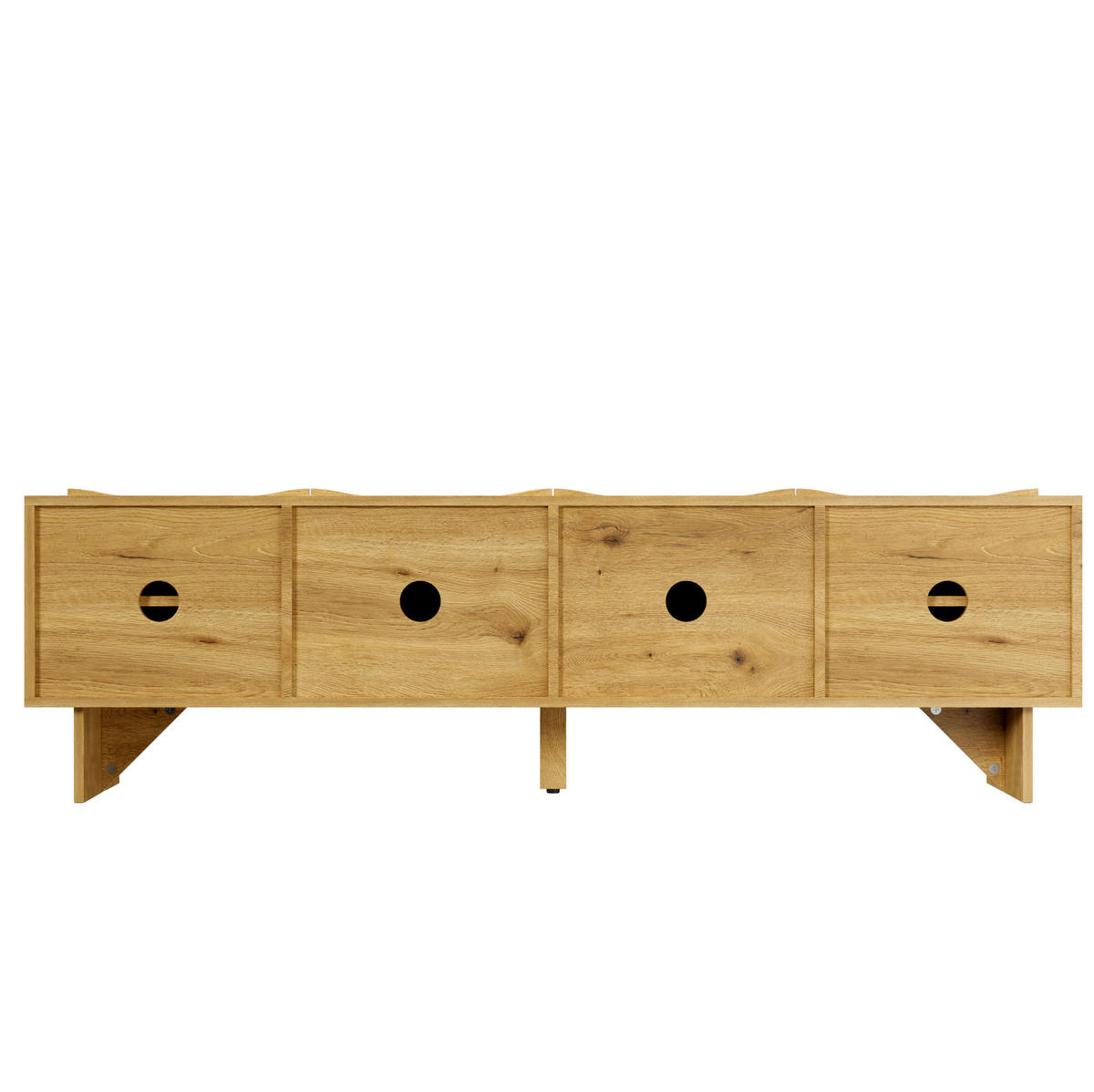LOWBOARD 155/36/47 cm aus Spanplatte mit Wellenmuster und Kabelmanagement Naturfarben - Eichefarben, Holzwerkstoff (155/47/36cm) - Modenvie