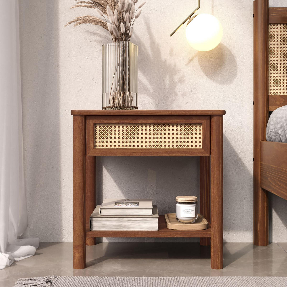 NACHTKOMMODE CEFIRA Kastanie - Kastanienfarben, Holz (50/51/41cm) - IDIMEX