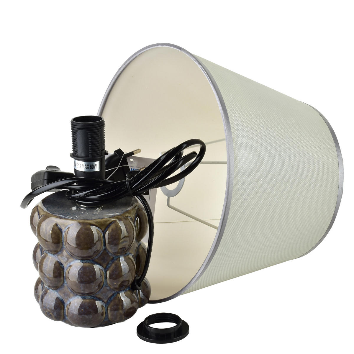 TISCHLAMPE Leti Bubble Grau 9/9/29cm - Grau, Keramik/Textil (9/9/29cm) - Mondex