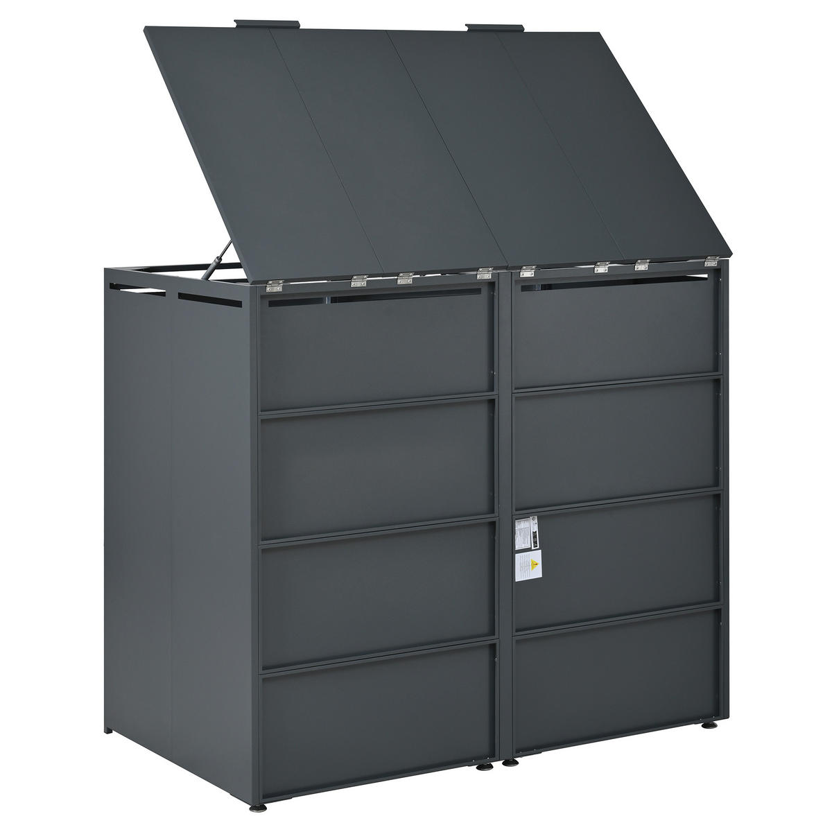 MÜLLTONNENBOX 2 Türen abschließbar Klappdeckel Lüftung - Multicolor, Metall (80/118.5/132cm) - FLIEKS