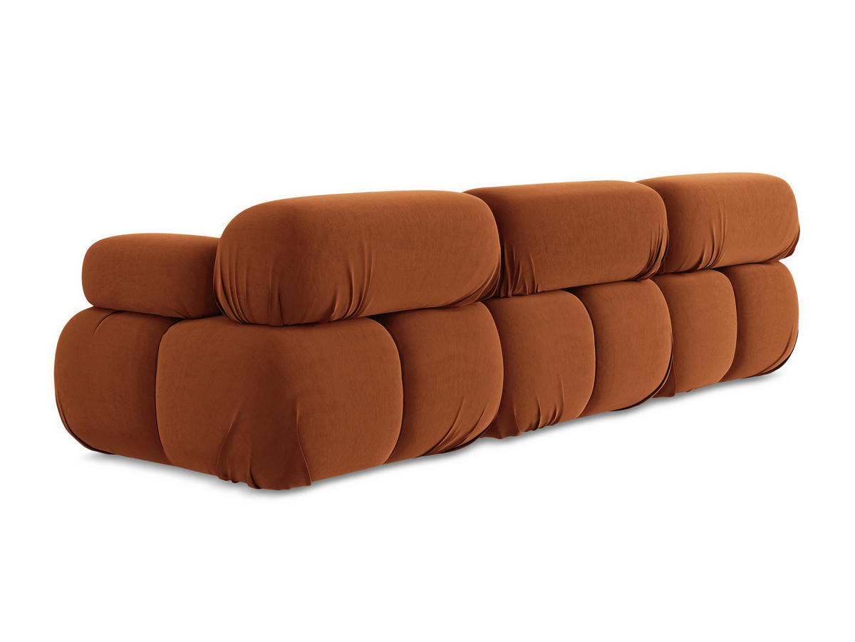 3-SITZER SOFA Samt Stoff Orange - Beige/Terra cotta, Kunststoff/Textil (285/70/96cm) - Makamii