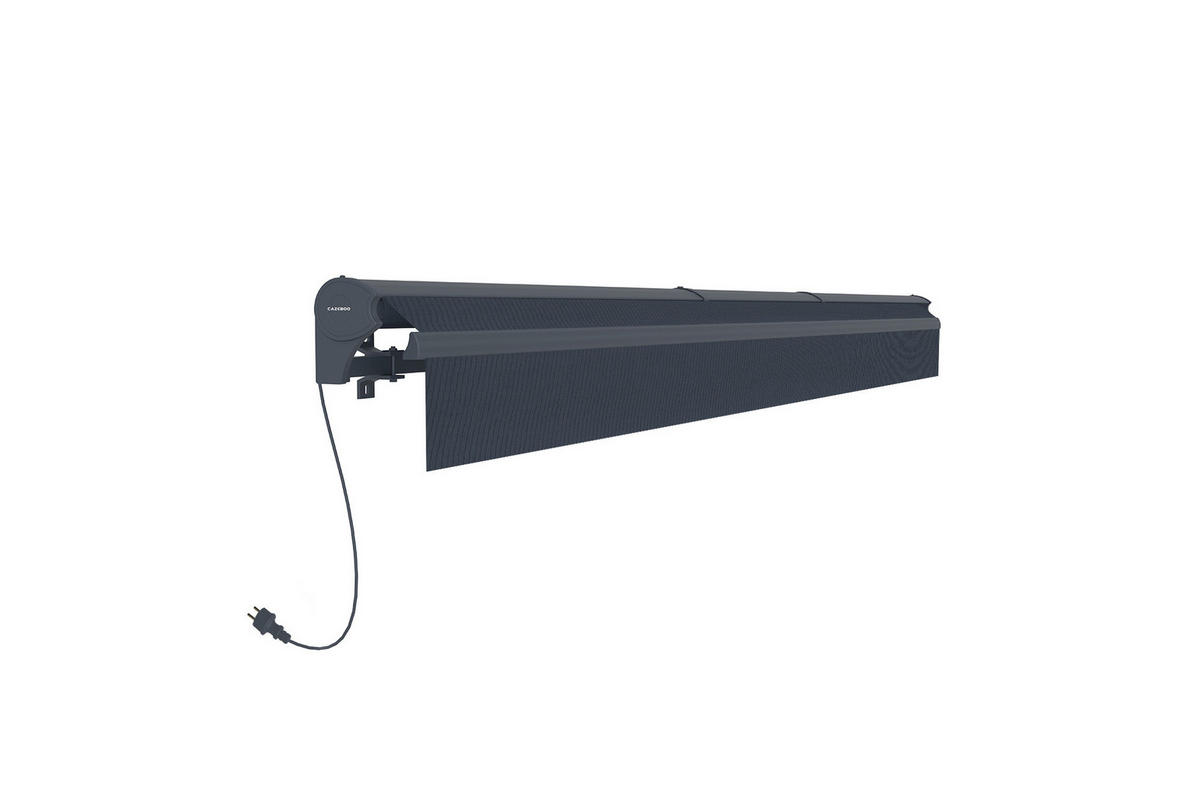 HALBKASSETTENMARKISE Fazzio Graue 4m x 3m motorisierte - Premium-Leinwand 320g/m² - Grau, Metall (400/270/300cm) - Cazeboo
