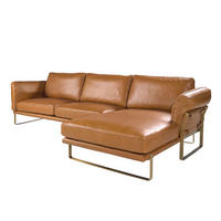 ECKSOFA Rechtes Chaiselongue-Sofa in Leder camel 302/166/84 cm - Goldfarben/Braun, Leder (302/166cm) - ANGEL CERDA
