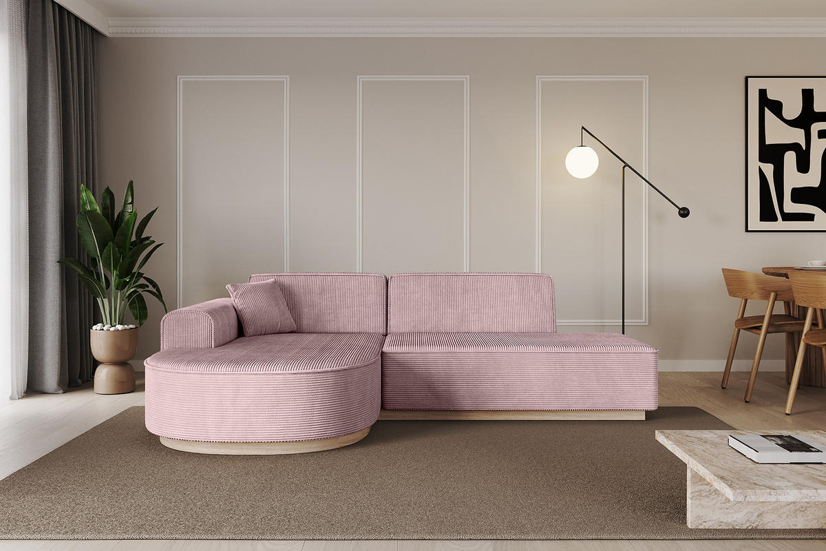 ECKSOFA Ottomane Links ARRIO-L1 - 243x171x83 cm Rosa - Rosa, Holzwerkstoff/Textil (243/171cm) - ALTDECOR
