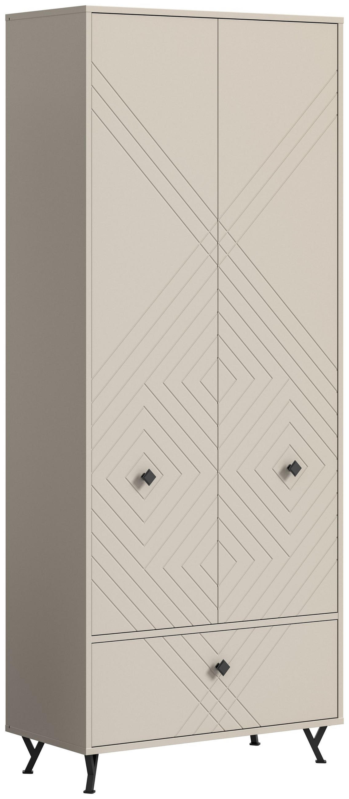 GARDEROBENSCHRANK NOTES (B/H/T: ca. 80/195/35 cm) in sandbeige/sandbeige matt - Sandfarben, Holzwerkstoff (80/195/35cm)