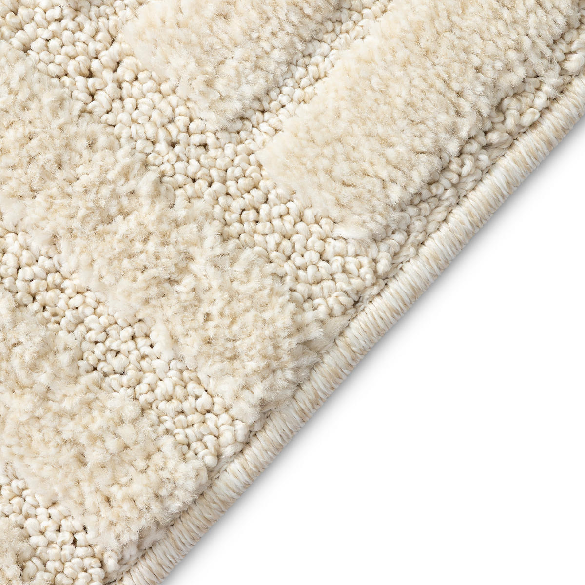 KURZFLORTEPPICH RELIEVO creme geometrisch 3D-Struktur 140/200 cm - Creme, Textil (140/200cm) - Tapiso