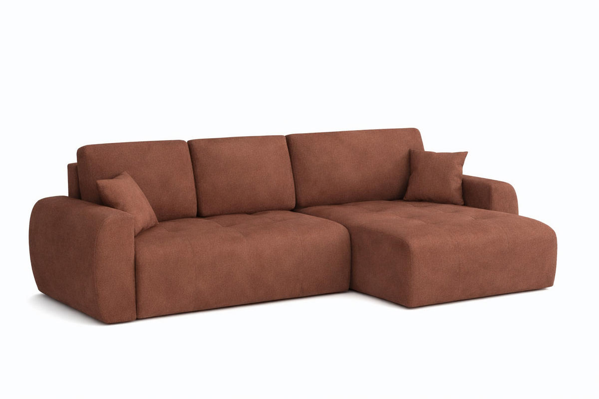 ECKSOFA Mit Schlaffunktion Und Bettkasten L-Form Ivo L, Veloursstoff Salvador, Dunkelbraun, Rechts - Dunkelbraun, Holz (250/142cm) - Kaiser Möbel