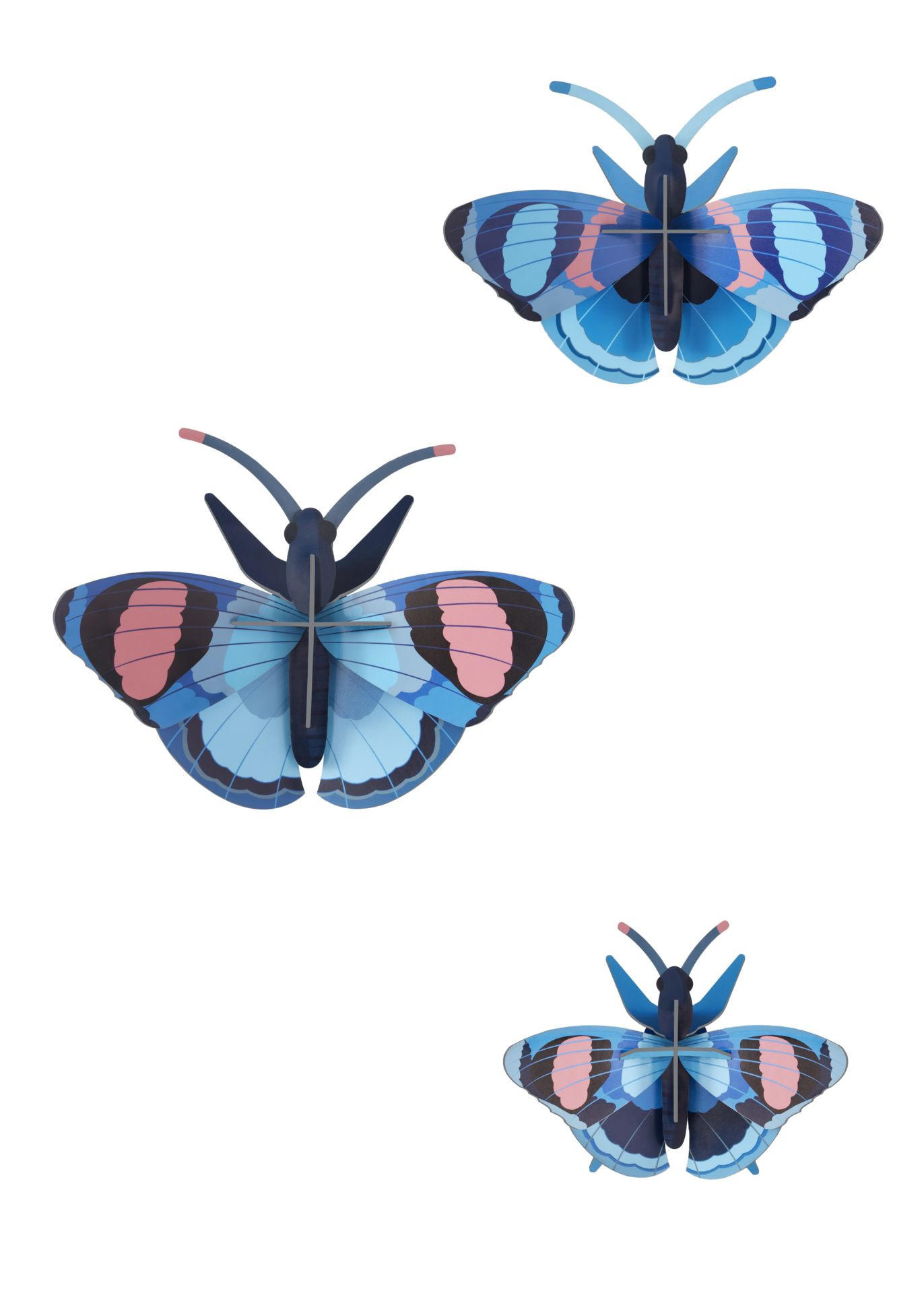 WANDDEKO Azur-Flug-Trio 5/13 cm - Multicolor, Wellpappe (5/13/17cm) - KUNSTLOFT