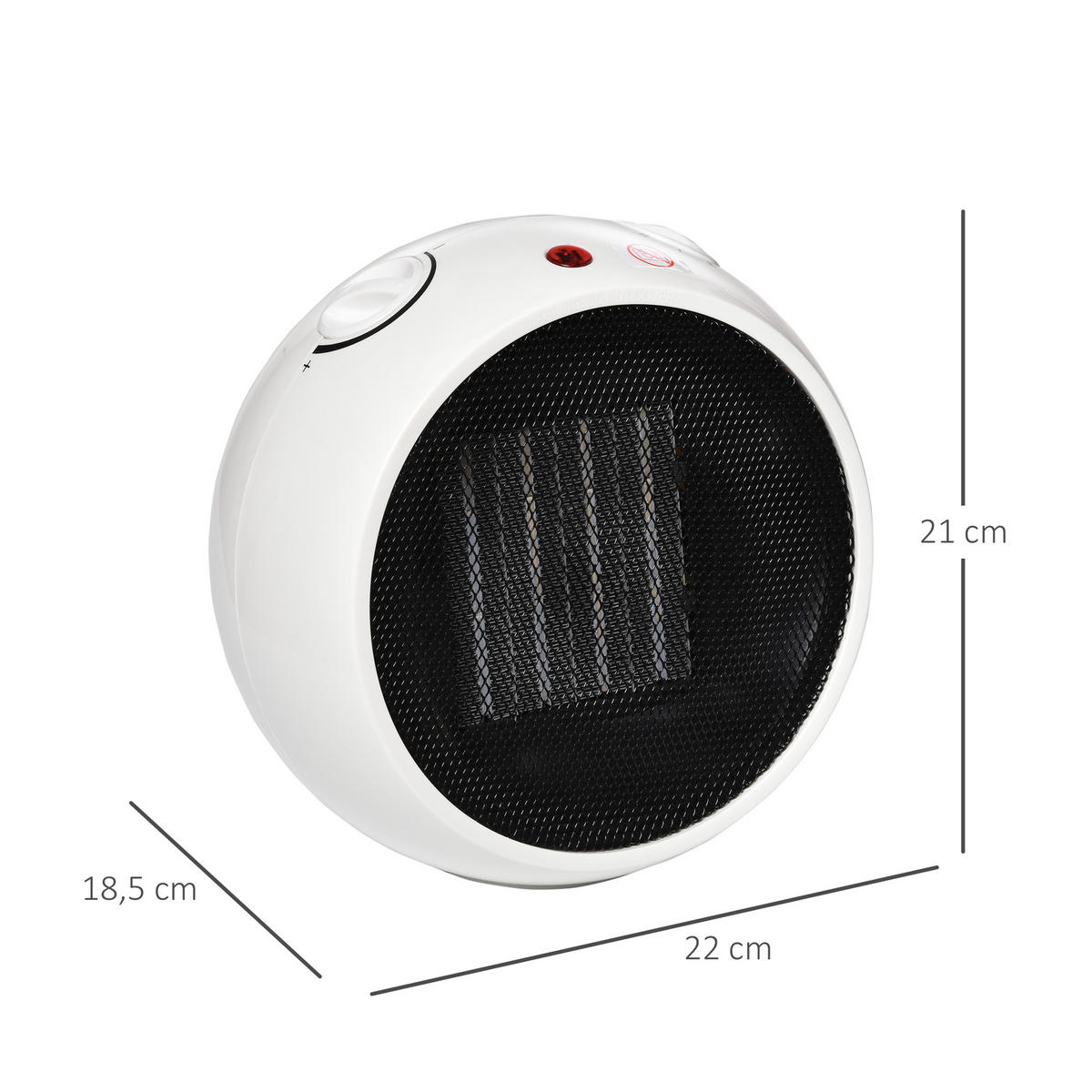 HEIZLÜFTER Heizgerät Elektroheizer Heizer Heizung Wärme 900W/1500W Weiß+Schwarz - Weiß, Kunststoff (18.5/21/22cm) - HOMCOM