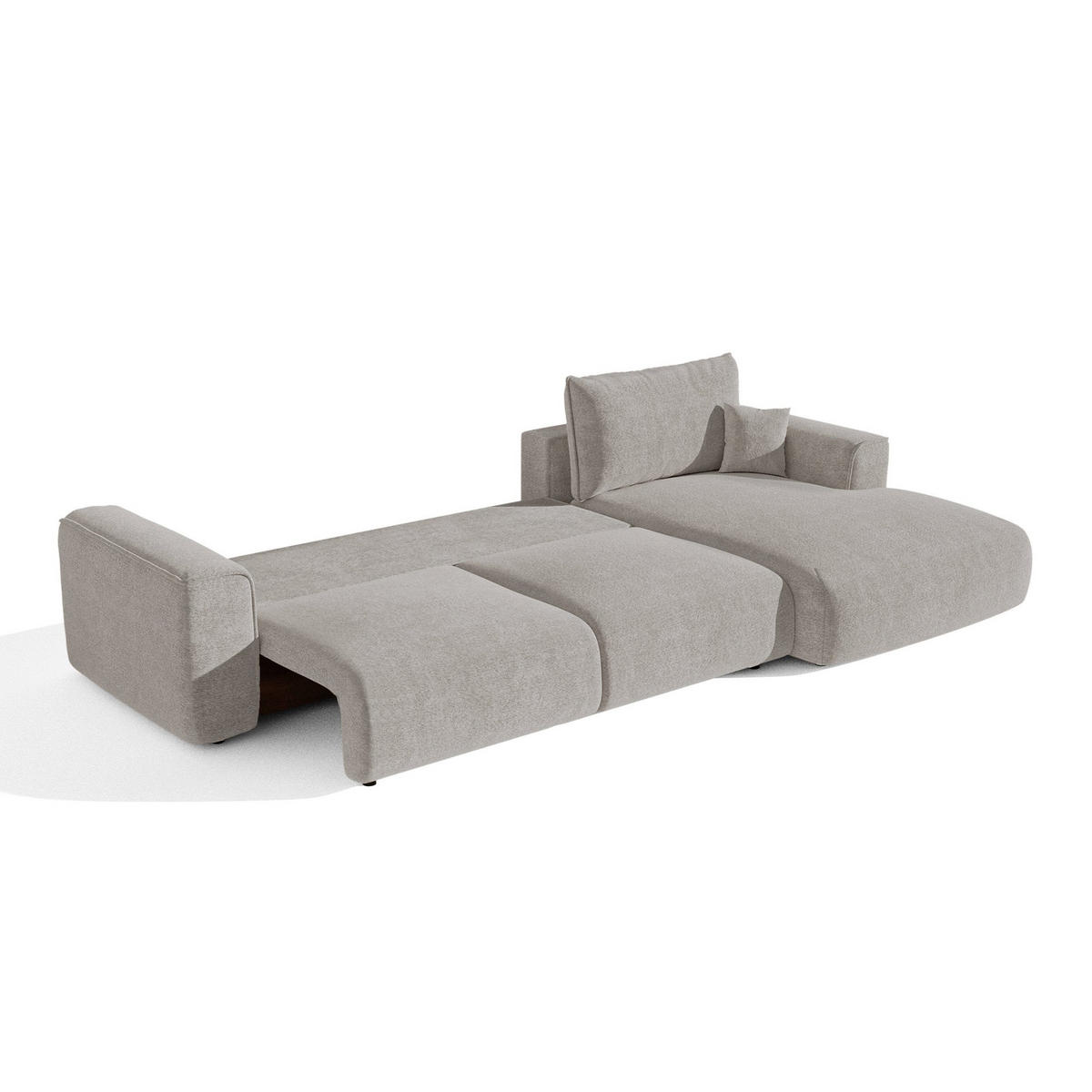 ECKSOFA rechtwinklig COMO Bouclé-Stoff Hellgrau 297cm - Hellgrau/Grau, Textil (297/167cm) - Premium Interiors