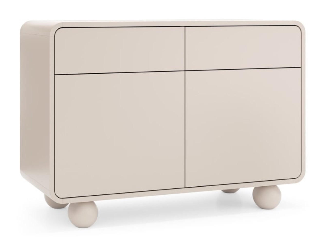 SIDEBOARD Kaschmir ALBI Auf Runden Füßen - Ecru, Holzwerkstoff (108/75/39cm) - Sepro Meble