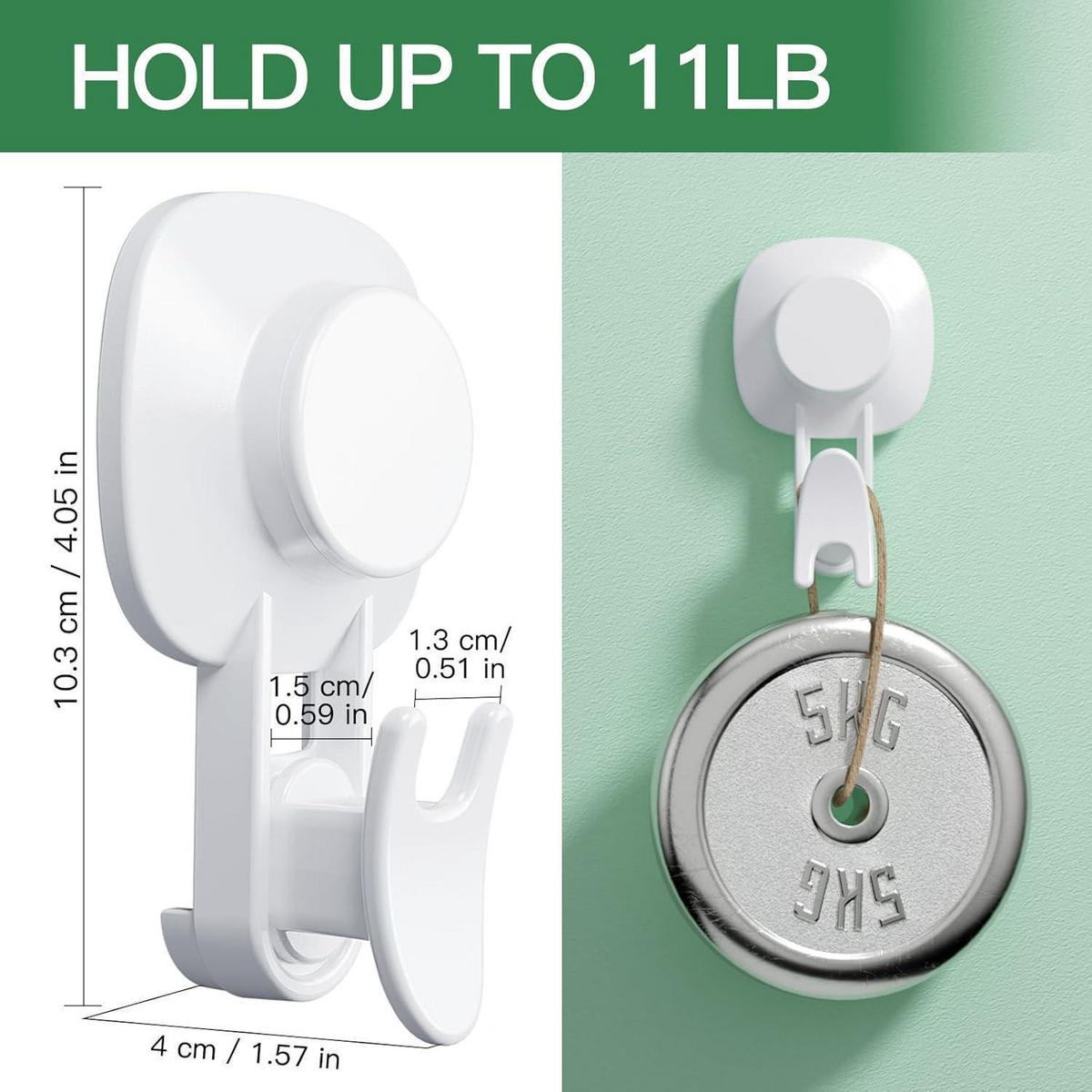 SAUGNAPF Haken 4er Set 5kg belastbar 2-in-1 Haken ohne Bohren - Weiß, Kunststoff (11/4.8/18.5cm)