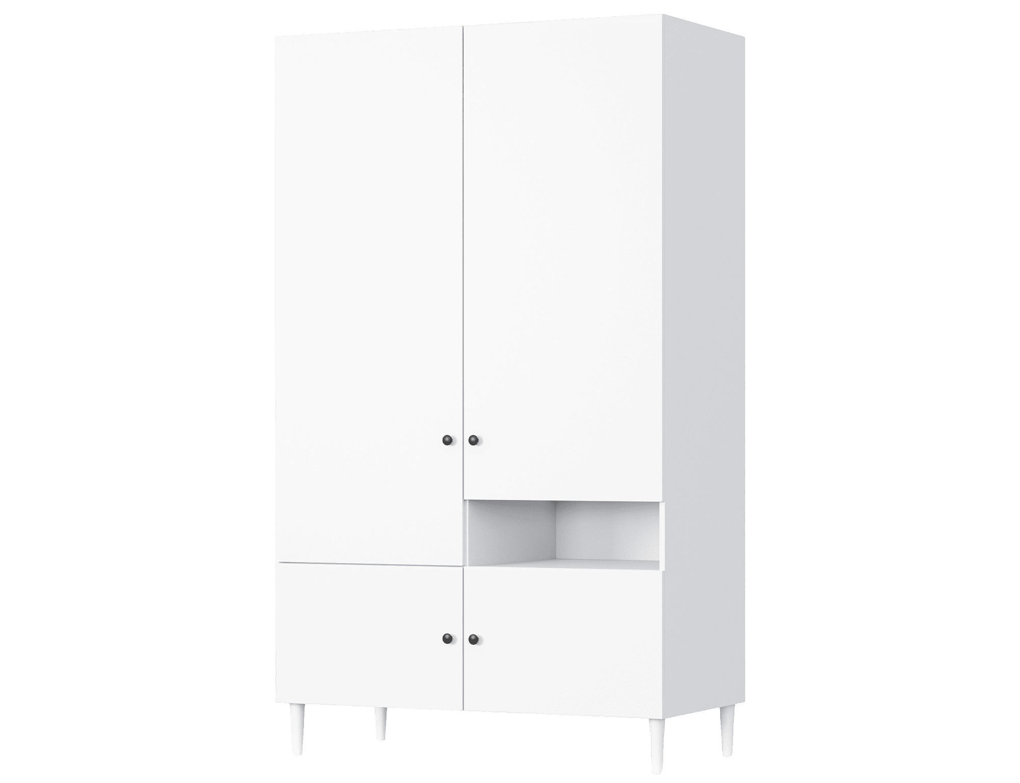 DREHTÜRENSCHRANK - Schrank Aries 120 - Weiß - Schwarz/Weiß, Holzwerkstoff (120/205/60cm) - Möblo