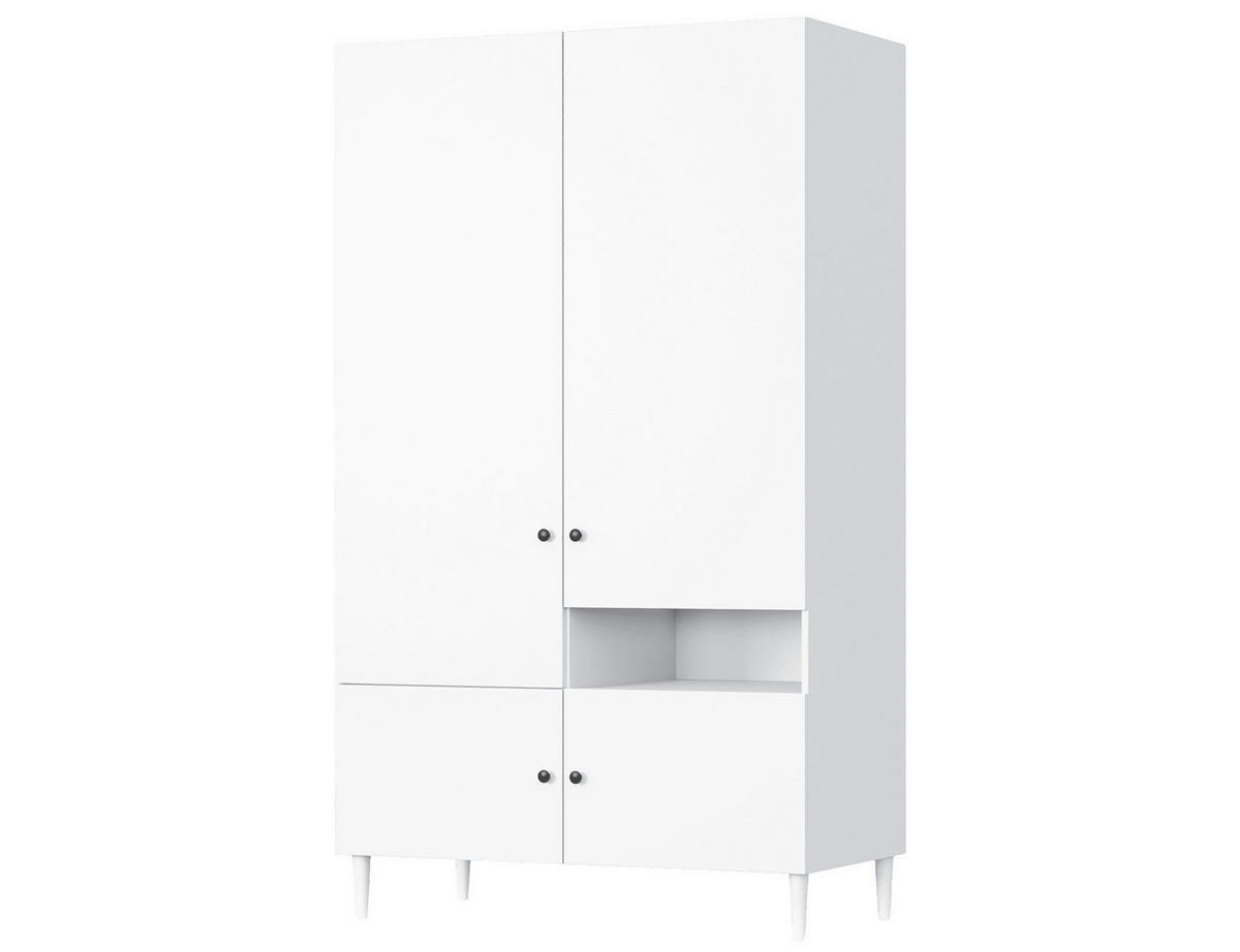 DREHTÜRENSCHRANK - Schrank Aries 120 - Weiß - Schwarz/Weiß, Holzwerkstoff (120/205/60cm) - Möblo