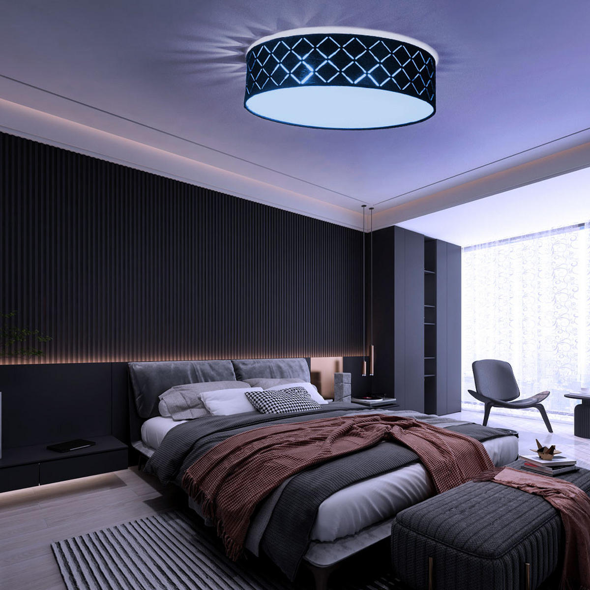 LED DECKENLEUCHTE Metall Schwarz Gold - Schwarz, Metall (38/38/10cm) - Globo Lighting
