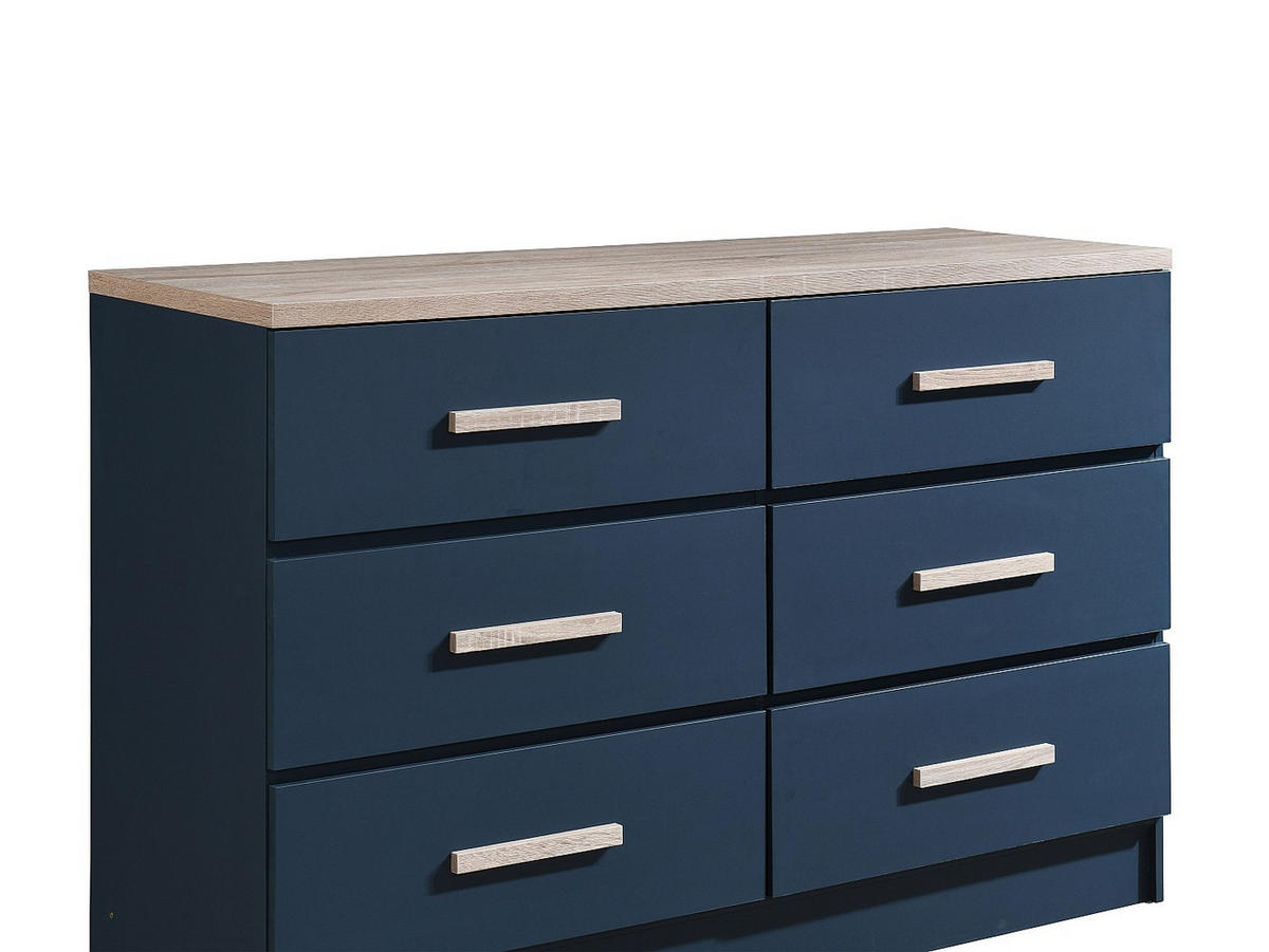 KOMMODE - 120 cm x 40 cm - holz - blau, naturfarben hell Skaido - Blau/Naturfarben, Holz (120/81.9/40cm) - Vente-Unique