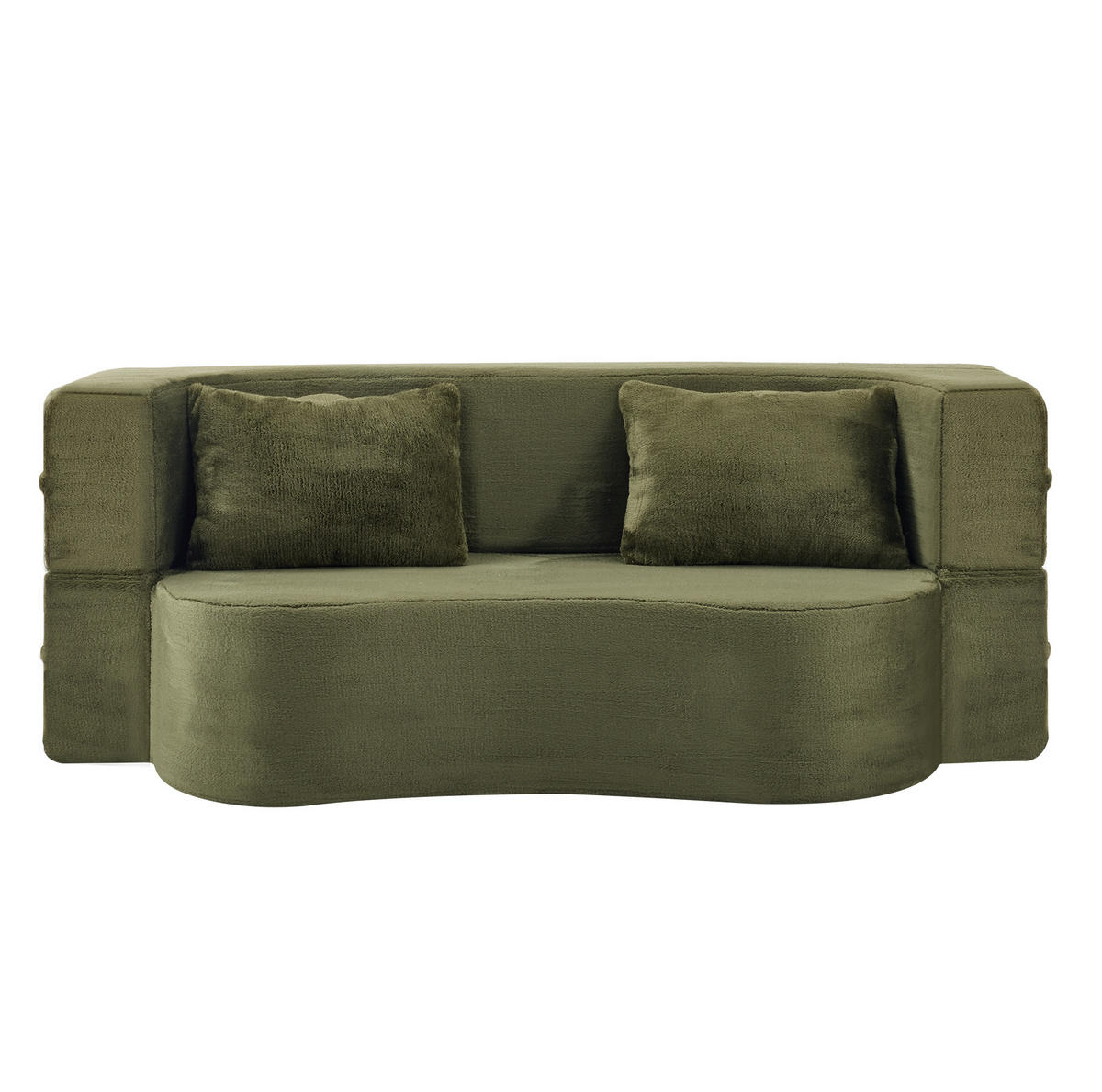 SCHLAFSOFA 2-in-1 als Sofa und Gästebett mit 2 Kissen und weichem Kurzplüschbezug, Grün - Grün, Kunststoff (180/70/55cm) - Redom