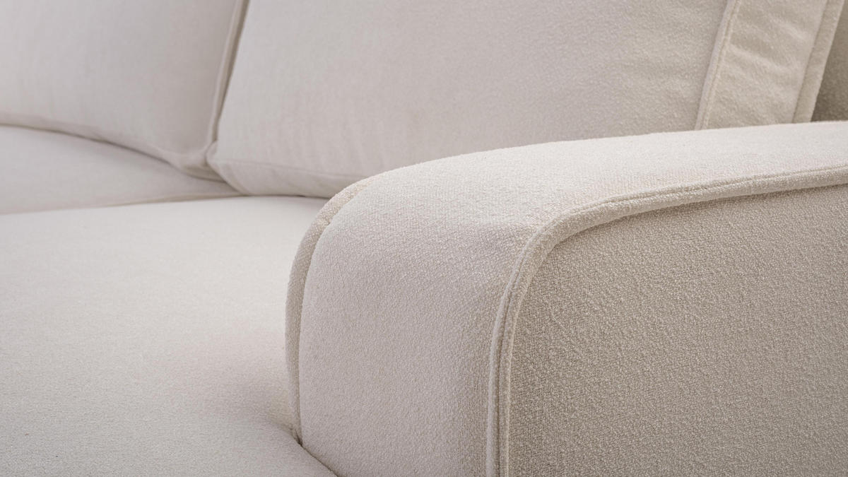 ECKSOFA L Form Ablia Creme 267/168/87 cm mit Schlaffunktion R - Creme/Schwarz, Kunststoff/Textil (267/168cm) - AX Living