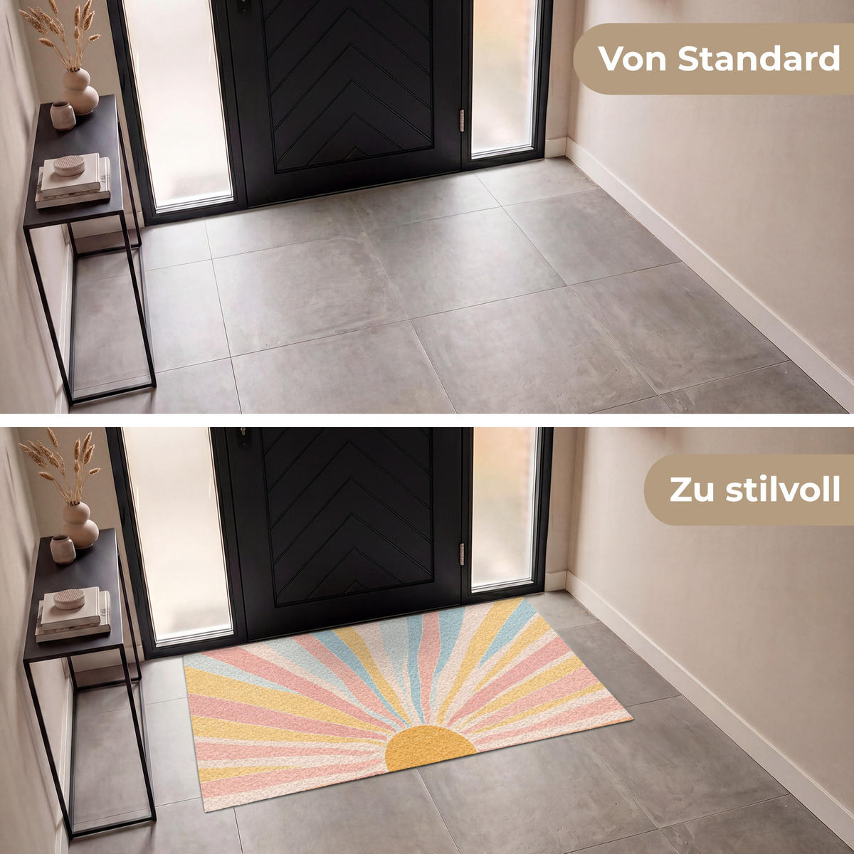 FUSSMATTE Illustration - Sonne - Pastellfarben Sauberlaufmatte 150x90 cm - Hellrosa, Kunststoff (150/90cm) - MuchoWow
