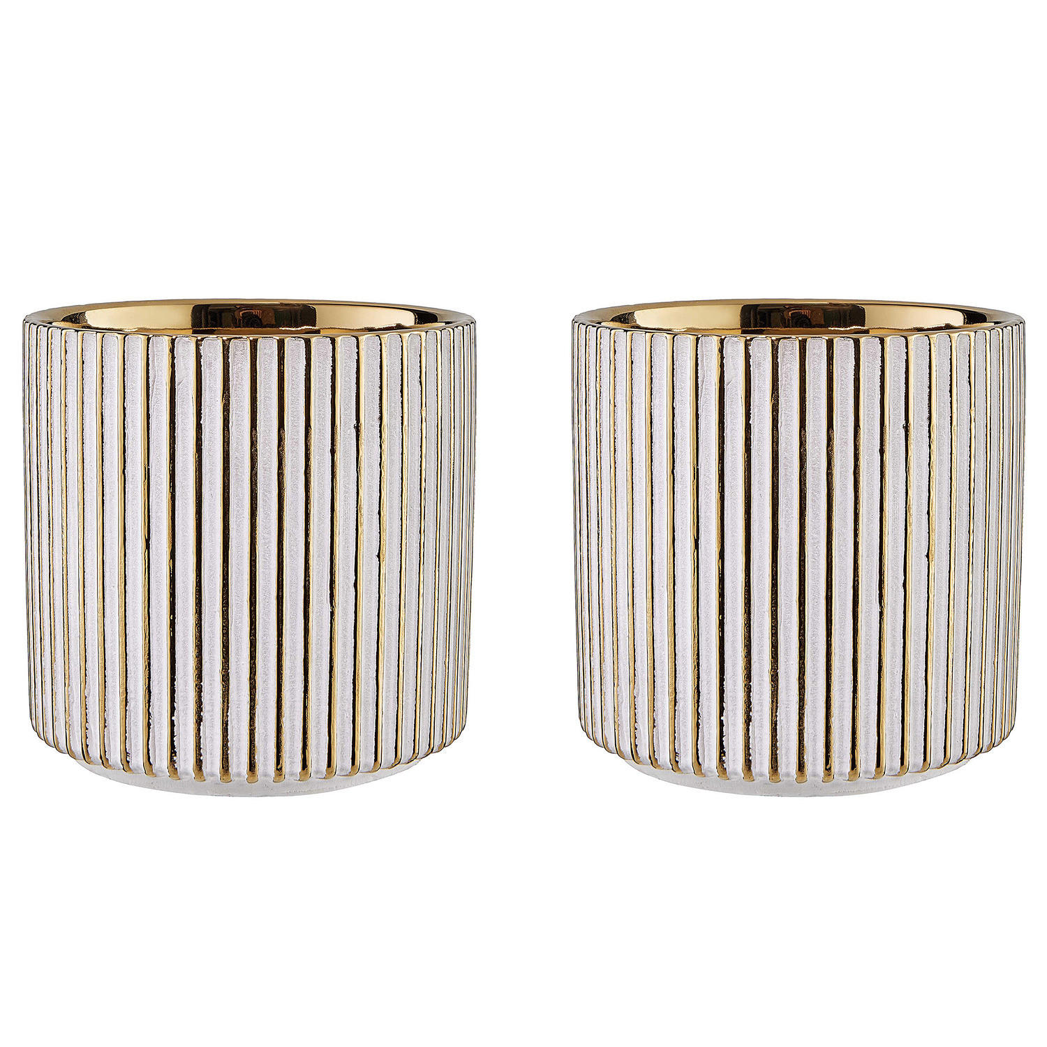 BLUMENTOPF (2er Set) Goldie - Weiß, Keramik (12cm) - Butlers