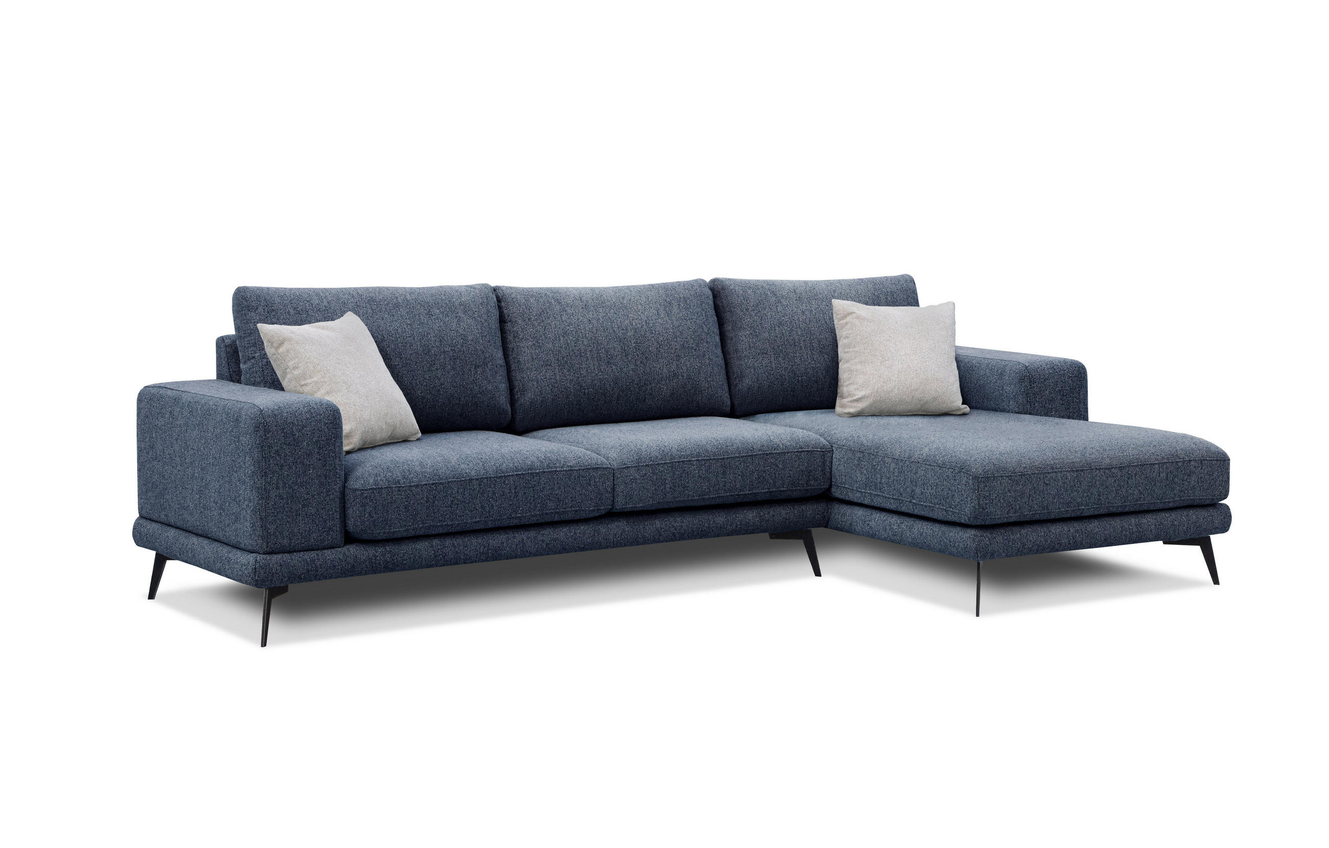 ECKSOFA MEDIOLANE 4-Sitzer, dunkelblau - Dunkelblau, Holzwerkstoff/Textil (282/219cm) - Courtois Laville