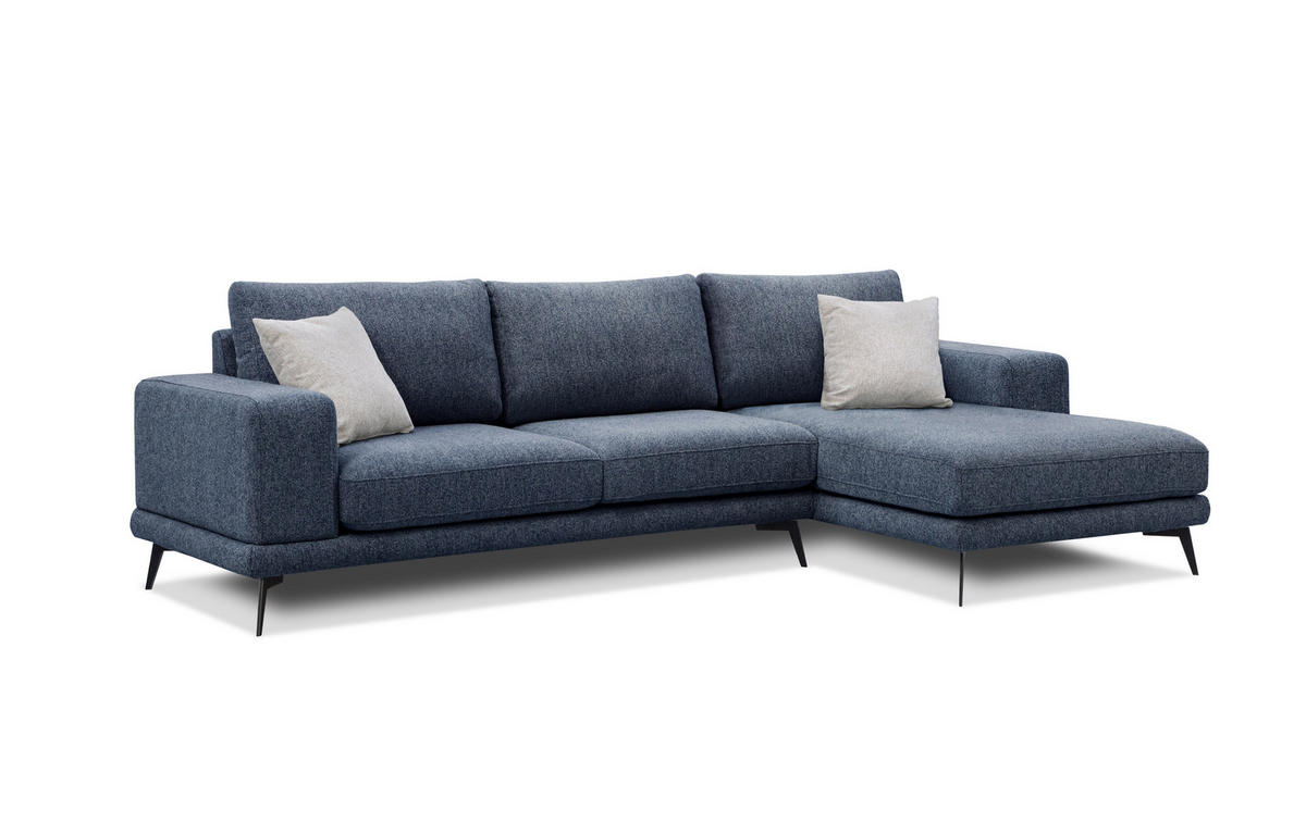 ECKSOFA MEDIOLANE 4-Sitzer, dunkelblau - Dunkelblau, Holzwerkstoff/Textil (282/219cm) - Courtois Laville