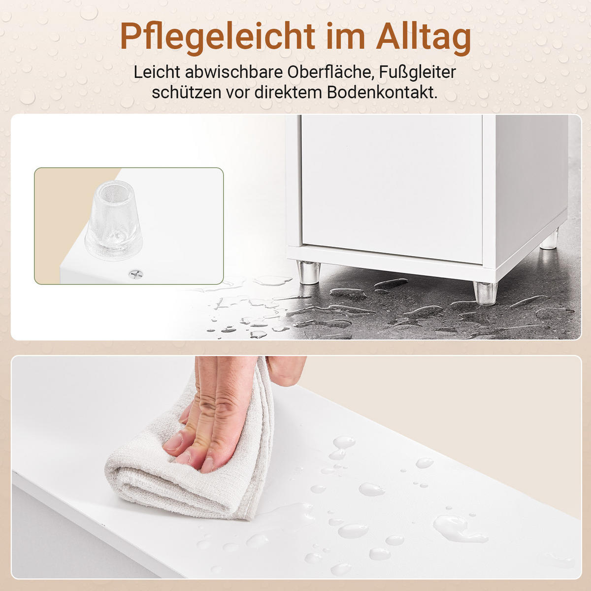 HOCHSCHRANK schmal Badschrank Weiß-Natur 20x20x180 cm - Weiß/Naturfarben, Holzwerkstoff (20/180/20cm) - SoBuy