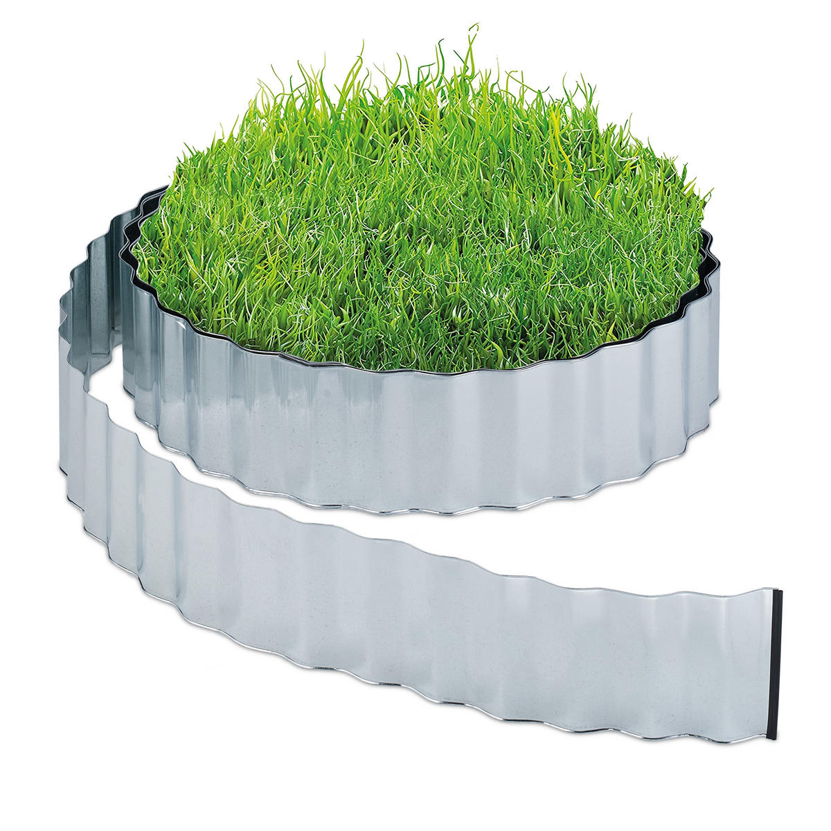 RASENKANTE - Silberfarben, Metall (0.2/16/1500cm) - Relaxdays