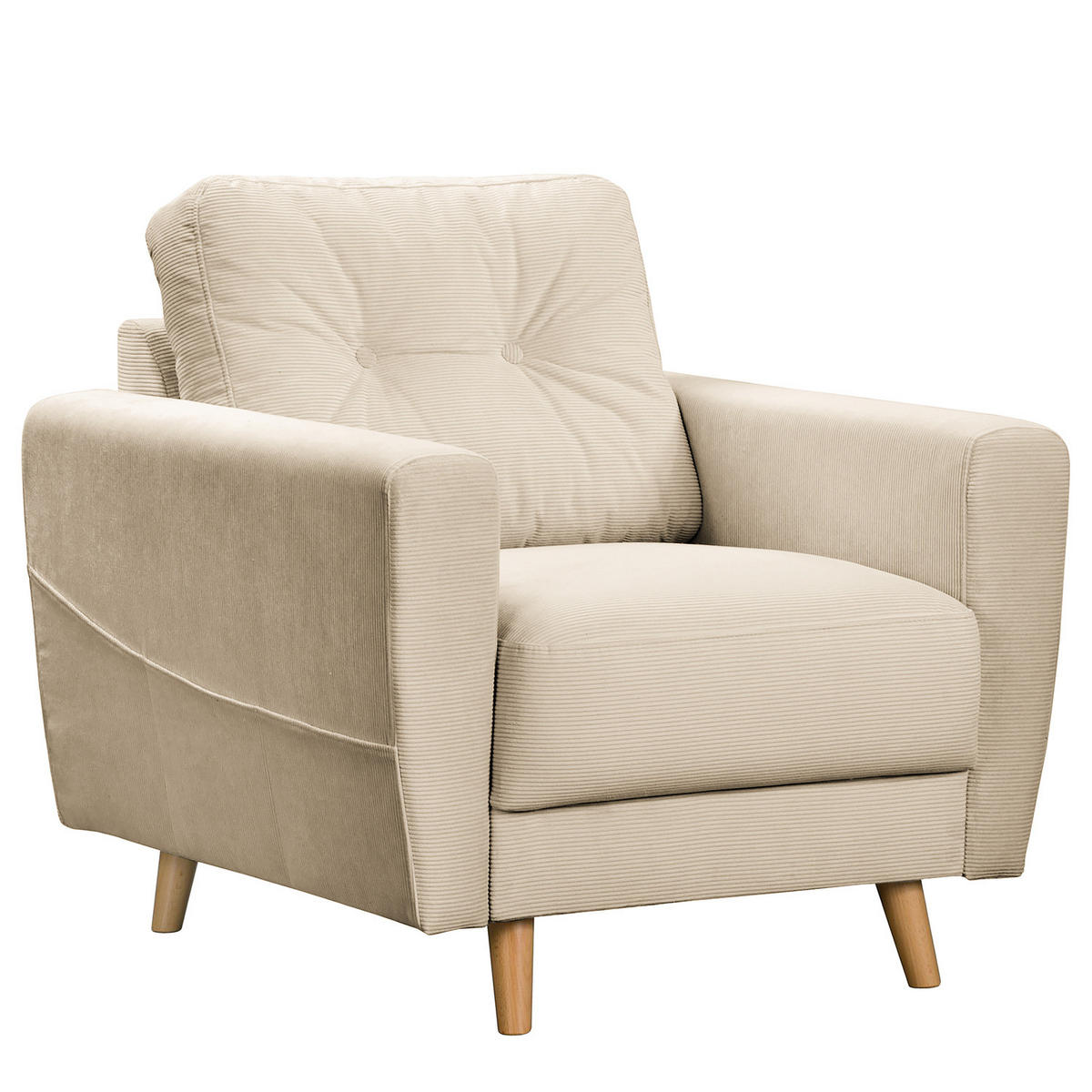 SESSEL - Beige/Braun, Holz/Textil (80/90/87cm) - home24