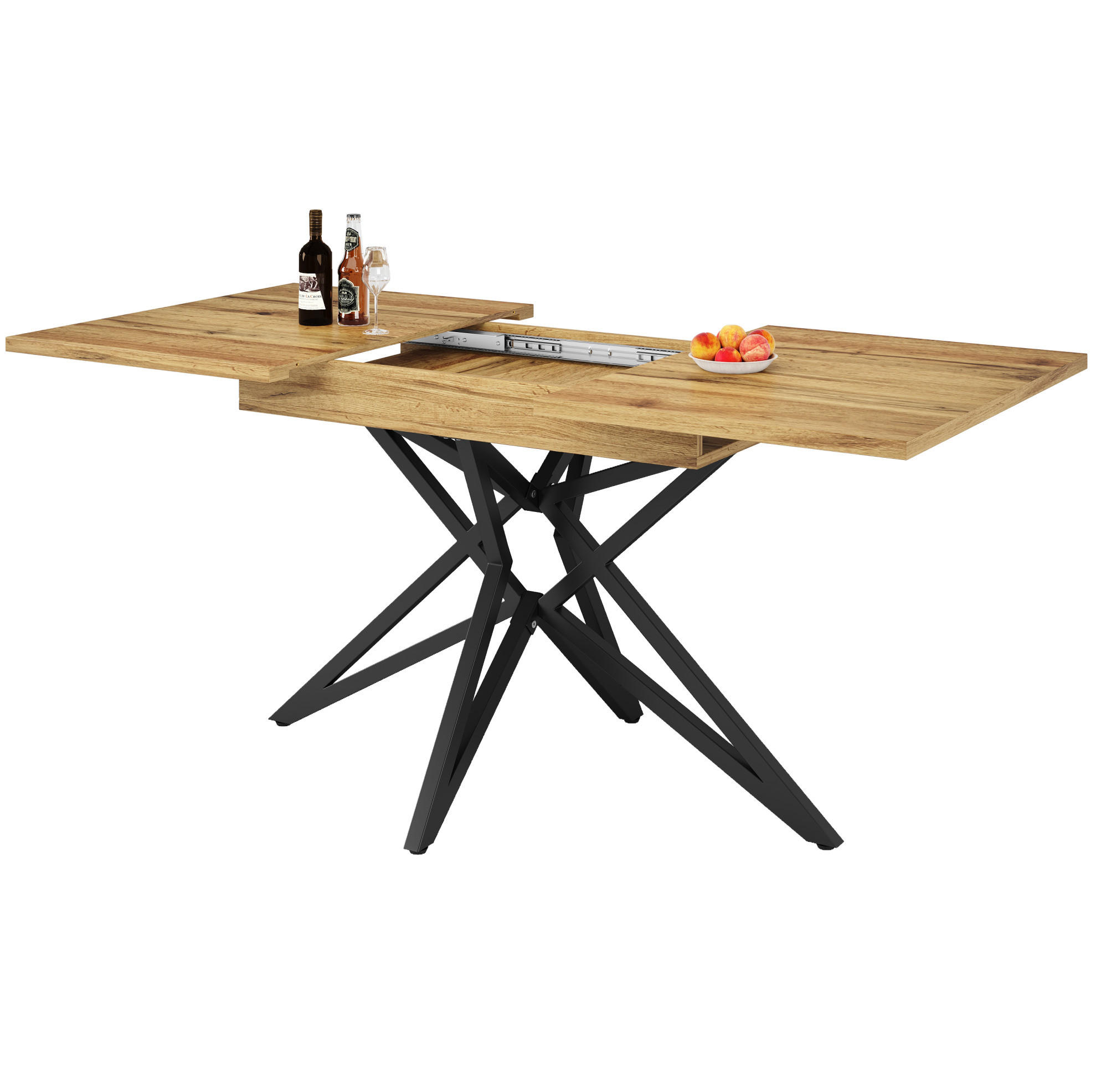 ESSTISCH 120/160/80 cm in Walnussfarben ausziehbar mit sternförmigem Metallgestell - Braun, Holzwerkstoff (120/80/66.1cm) - Flora Grace