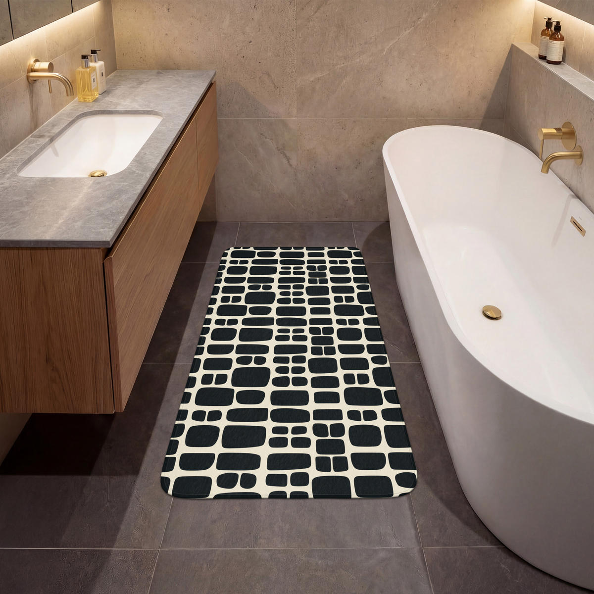 KOUPELNOVÁ PŘEDLOŽKA Moderní - organické - černé 60x120 cm - antracitová, textil/plast (60/120cm)