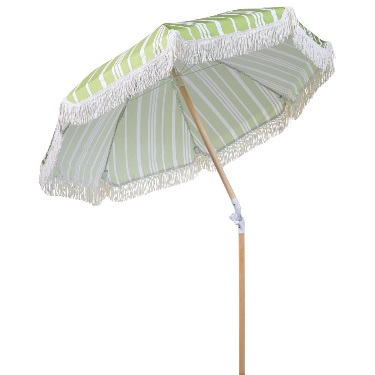 SONNENSCHIRM grün/weiß mit Volant 150 cm Mondello - Hellbraun/Weiß, Textil (150/150cm) - Beliani