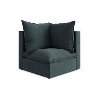 SOFAELEMENT Samt Stoff Blau - Blaugrau/Schwarz, Holzwerkstoff/Kunststoff (90/77/90cm) - Makamii