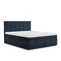 BOXBETT 140/200 cm Gotu M, in Marineblau, Matratze, gepolstertes Kopfteil, Bettkasten, H3 = fest - Schwarz/Dunkelblau, Holz/Holzwerkstoff (140/200cm) - Maison de Reve