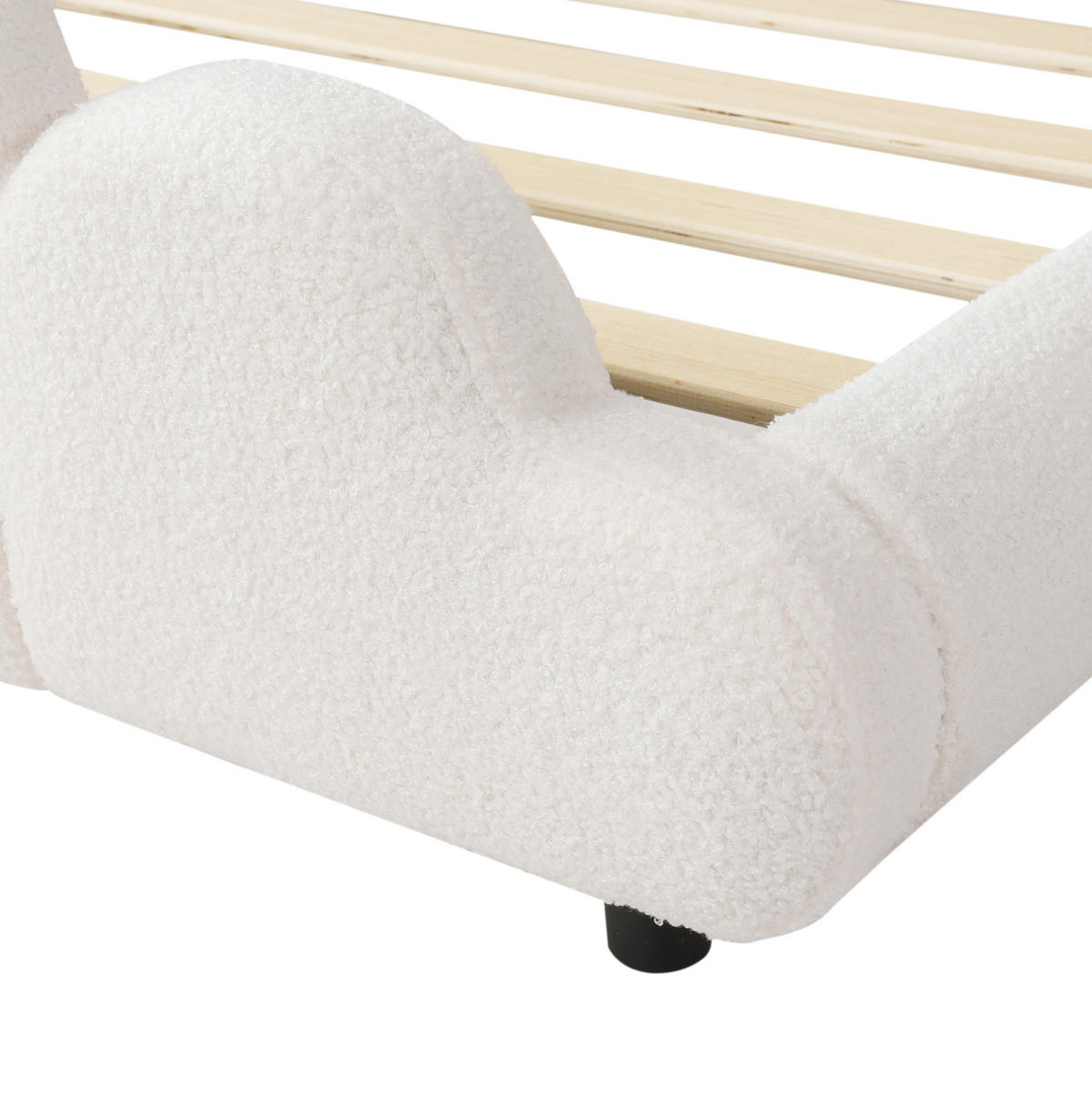 KINDER-POLSTERBETT 90x200 cm in Beige mit Bouclé-Bezug und Lattenrost - Beige, Textil (90/200cm) - IVMEU