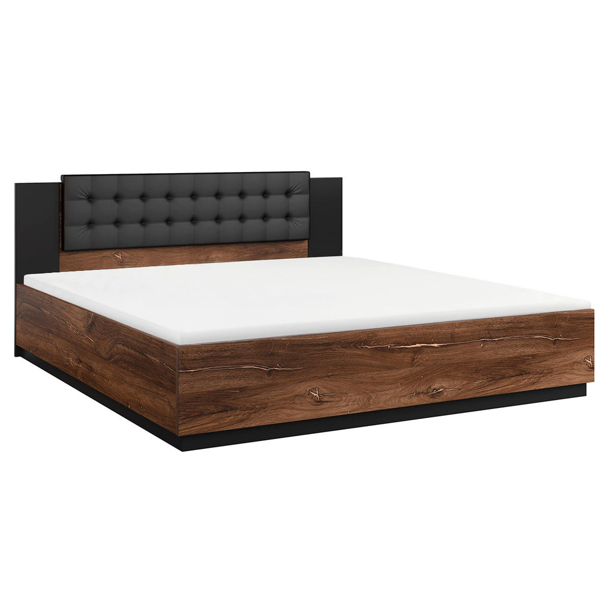 BOXSPRING POSTELJA 180/200 Alec Les in črna barva - črna, leseni material (180/200cm) - Petits-meubles
