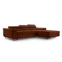 ECKSOFA L Form Arborio Ziegelrot 280/203/90 cm Rechts mit Schlaffunktion - Schwarz/Orange, Textil/Metall (280/203cm) - AX Living