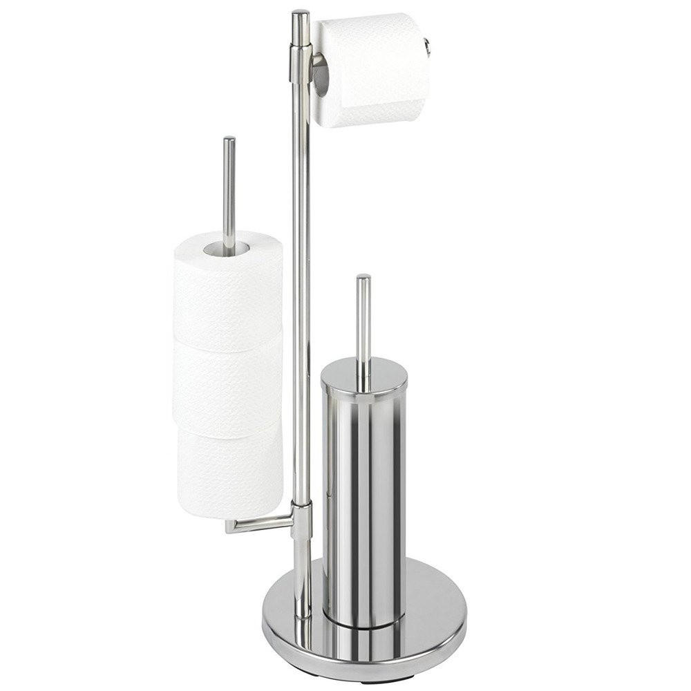 TOILETTENPAPIERSTÄNDER und Toilettenbürste Universalo Neo 30/20/73 cm - Silberfarben, Metall (20/73/30cm) - Wenko