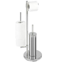 TOILETTENPAPIERSTÄNDER und Toilettenbürste Universalo Neo 30/20/73 cm - Silberfarben, Metall (20/73/30cm) - Wenko