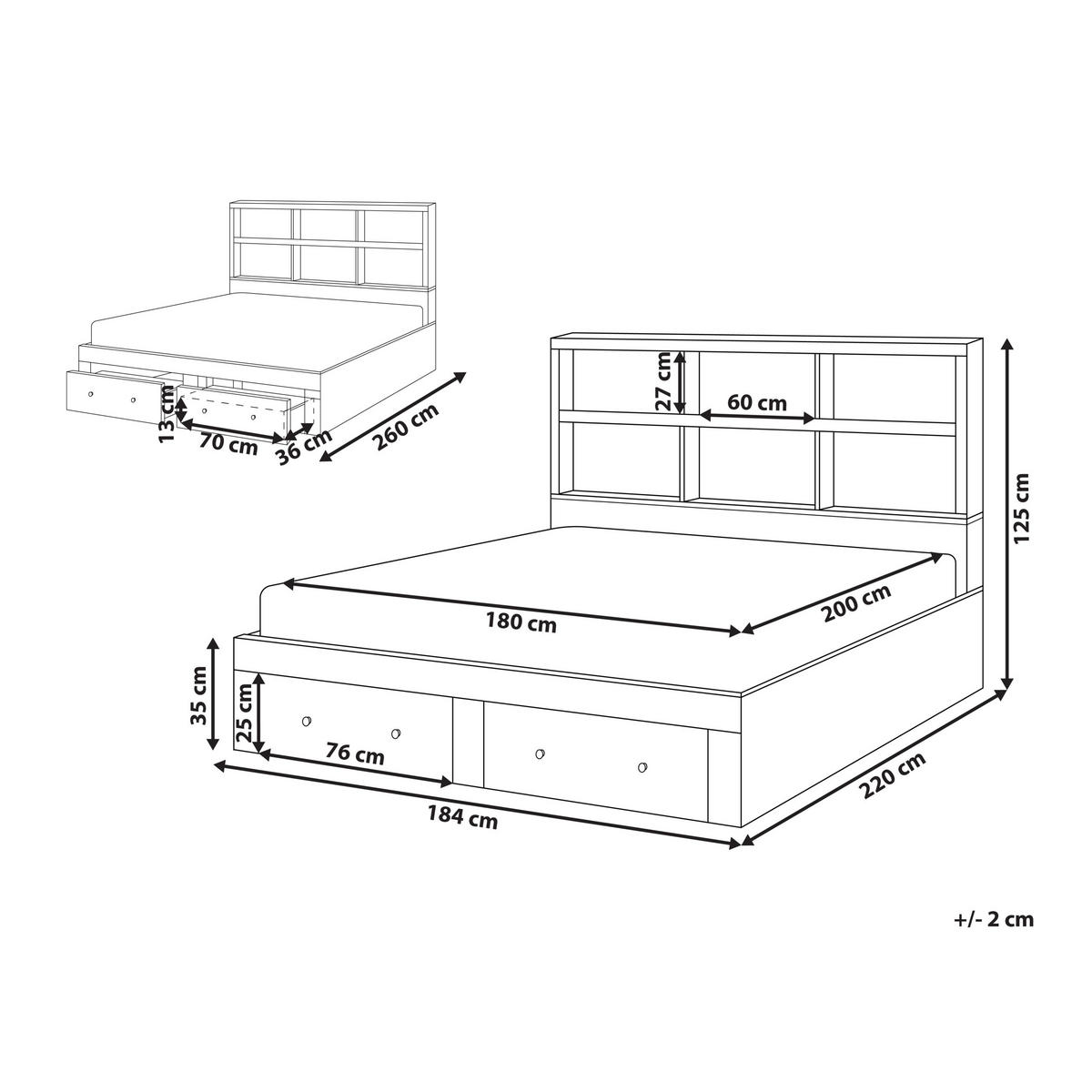 POSTEL s zásuvkami 180/200 cm MDF deska Bílá Tarare - bílá, kompozitní dřevo (180/200cm) - Beliani