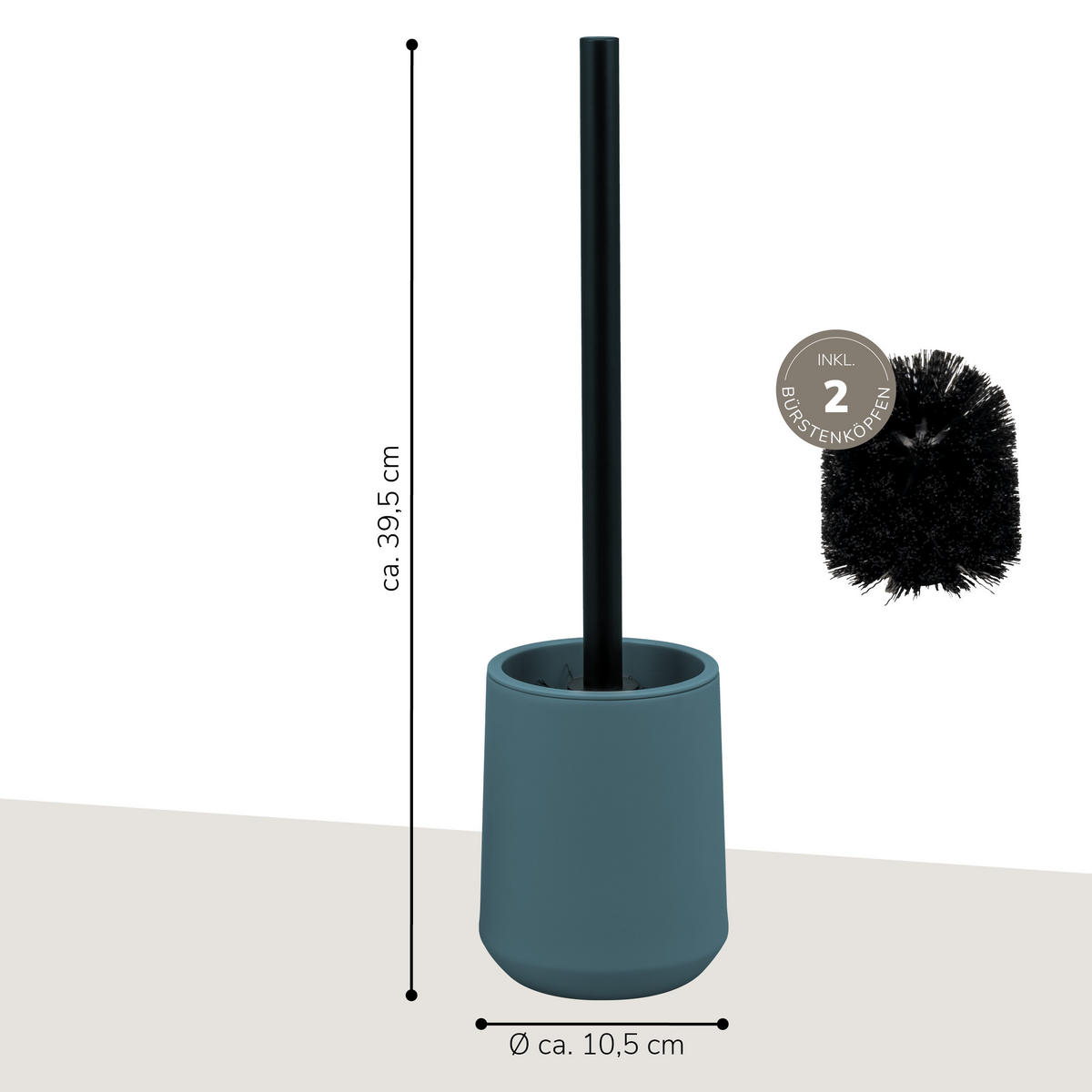 WC-GARNITUR TESERO, Kunststoff, blau - Blau, Kunststoff (10.5/39.5/10.5cm) - eluno