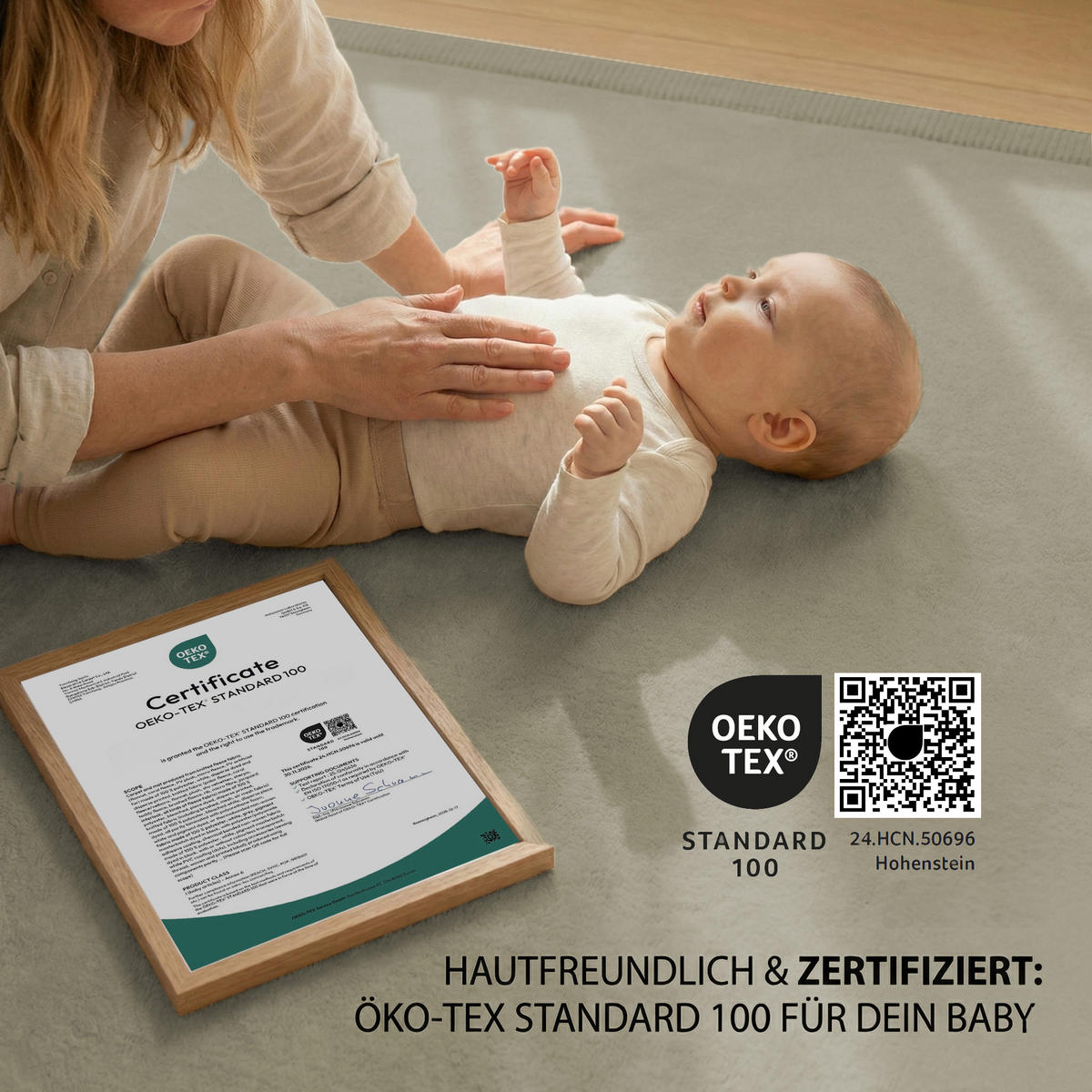 KRABBELTEPPICH samtweich & kuschelig - Schilfgrün 200x200cm - Grün, Textil (150/100cm) - Sanosoft